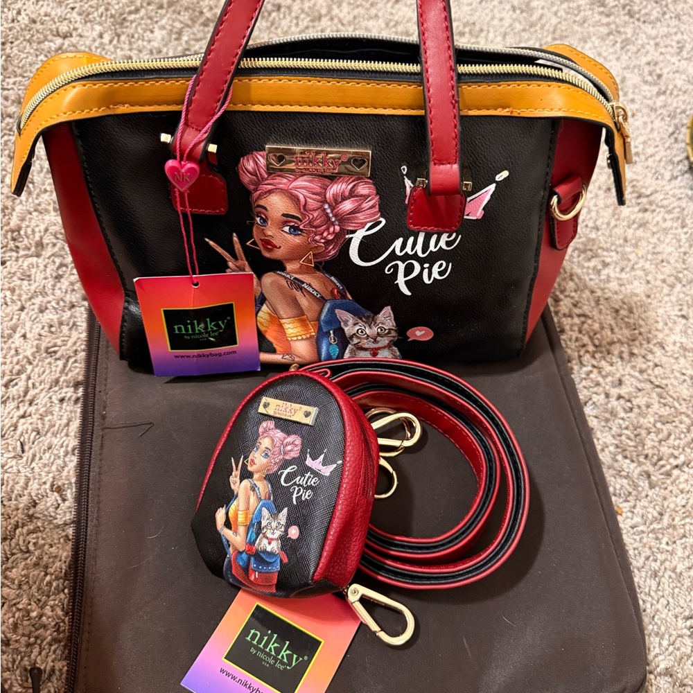 Black and Red Women's Bag Set